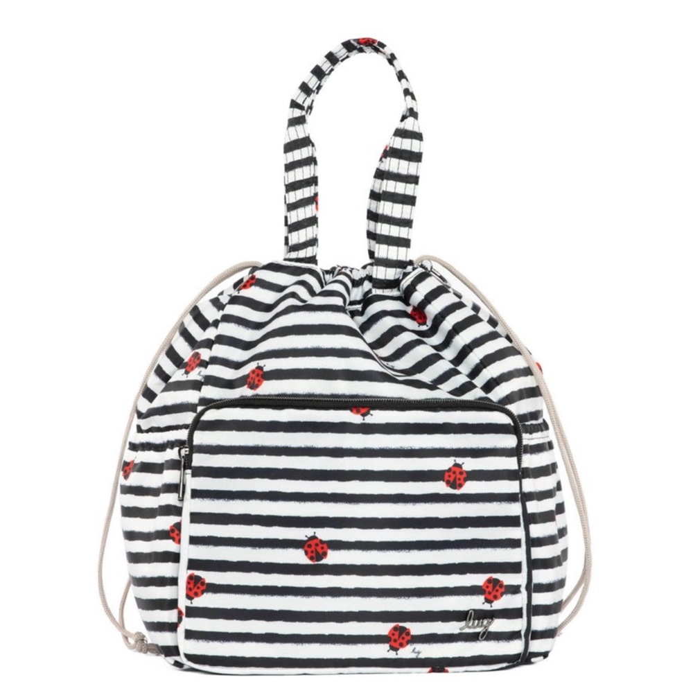 Lug NWT LADYBUG LANE Ditty XL Striped Tote Drawstring Cinch Crossbody